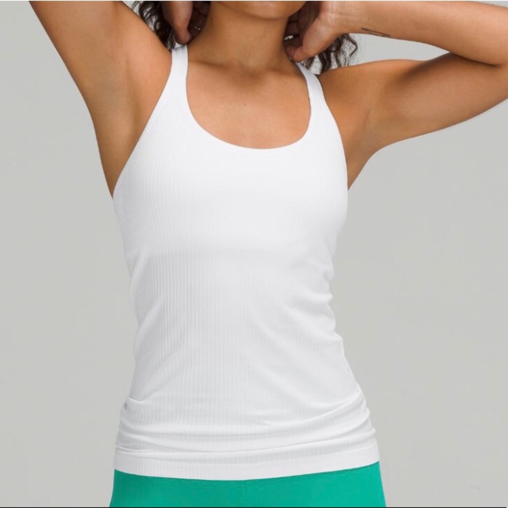 White Lululemon Ebb to street tank top with built in bra